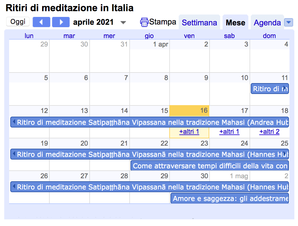 Ritiri di Meditazione in Italia